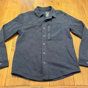 LL Bean Snap Shirt Shacket Mens Medium Blue Super Soft Zip Pocket‎